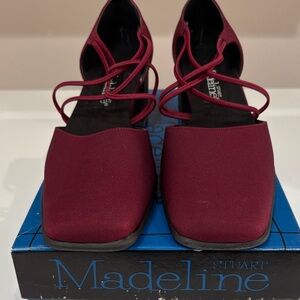 Madeline Stuart Deep Red Flats with Straps